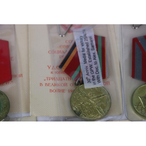 77 - A Group Of Fifteen Full Size Russian / USSR Medals All Issued To The Same Person Alexander Samarin T... 