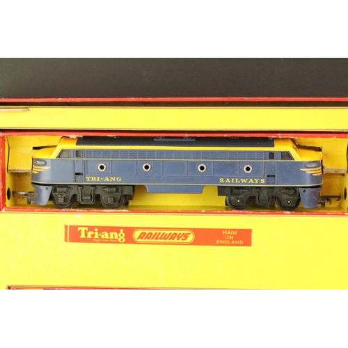 20 - Four boxed Triang OO gauge train sets to include RS4, RS62 Car-A-Belle (missing 3 x cars), RS14 and ... 