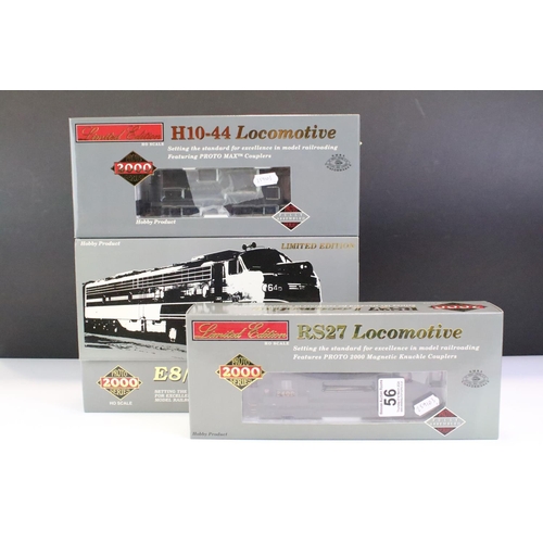 56 - Three boxed ltd edn Proto Series 2000 HO gauge locomotives to include E8/9 920-31715 PRR #5700 with ... 