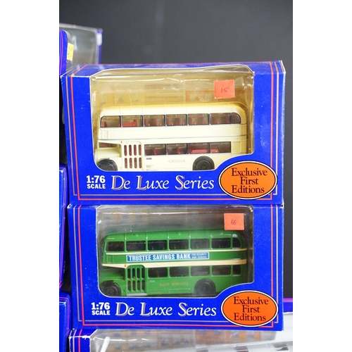 1002 - 37 Boxed 1/76 scale EFE Exclusive First Editions De-Luxe Series diecast model buses, with small ref ... 