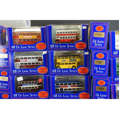 1002 - 37 Boxed 1/76 scale EFE Exclusive First Editions De-Luxe Series diecast model buses, with small ref ... 