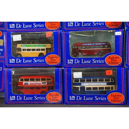 1002 - 37 Boxed 1/76 scale EFE Exclusive First Editions De-Luxe Series diecast model buses, with small ref ... 