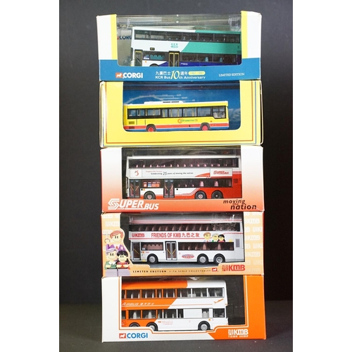 1003 - 17 Boxed / cased Corgi 1/76 scale Oriental & Far East decal diecast model buses, boxes / cases vg ov... 