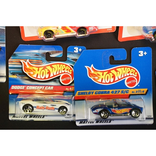 1017 - Around 84 carded Mattel Hot Wheels diecast models featuring Pro Racing 1997 Editions, appearing vg a... 