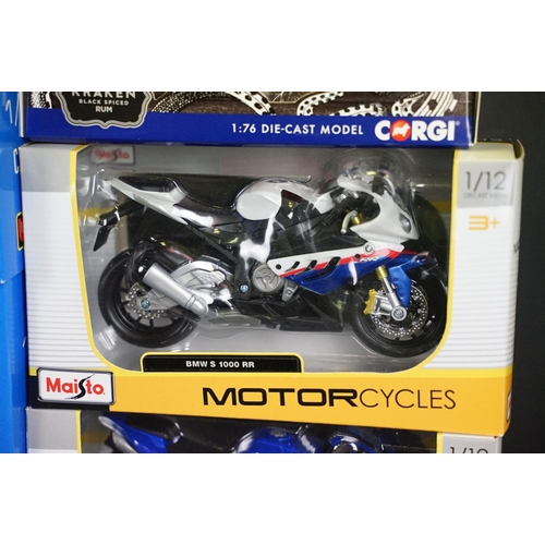 1022 - 19 Boxed diecast model motorbikes to include 12 x Burago 1/10 Cycle and 7 x Maisto featuring 2 x Ass... 