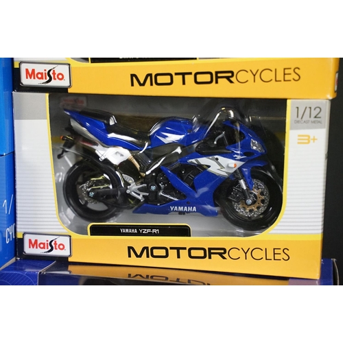 1022 - 19 Boxed diecast model motorbikes to include 12 x Burago 1/10 Cycle and 7 x Maisto featuring 2 x Ass... 