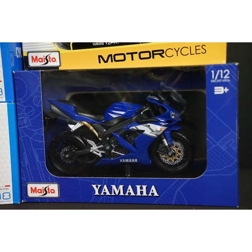 1022 - 19 Boxed diecast model motorbikes to include 12 x Burago 1/10 Cycle and 7 x Maisto featuring 2 x Ass... 