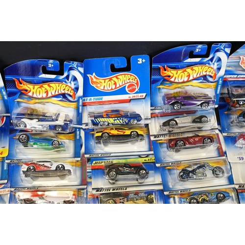 1031 - Around 130 carded Mattel Hot Wheels diecast models, appearing vg and some ex