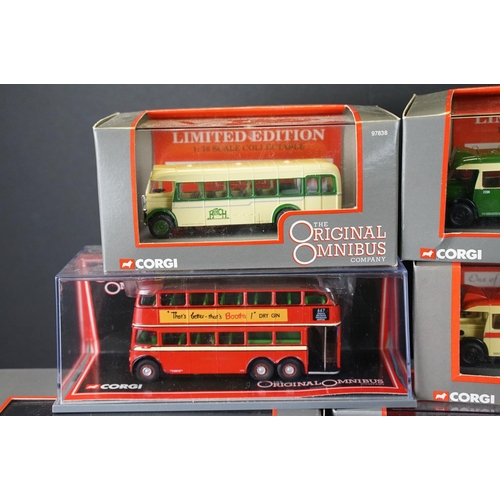 1032 - 39 Boxed / Cased Corgi original Omnibus diecast model buses, diecast ex, boxes / cases ex