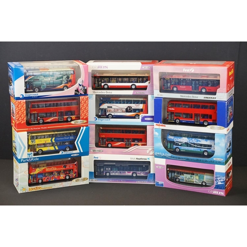 1042 - 12 Boxed / cased Creative Masters 1:76 diecast model buses to include Park & Ride, London City Sight... 