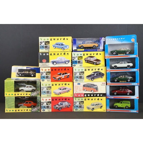 1046 - 18 Boxed Vanguards diecast models to include VA01121 Morris Minor Van, VA10202 Austin Princess, VA10... 