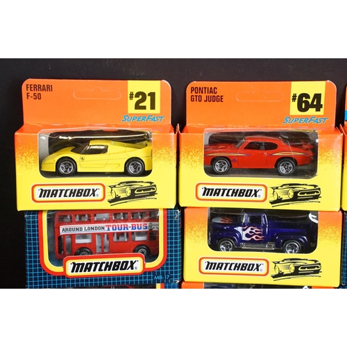 1063 - 16 Boxed Matchbox diecast models to include MB-2, MB-66, MB-17, MB-43, MB-7, MB-59, MB 49, Ford Ambu... 