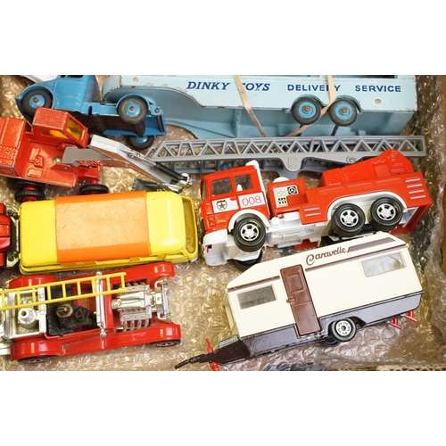 1067 - Collection of over 150 play worn diecast models to include Dinky, Corgi, Matchbox, Tonka, etc (3 box... 