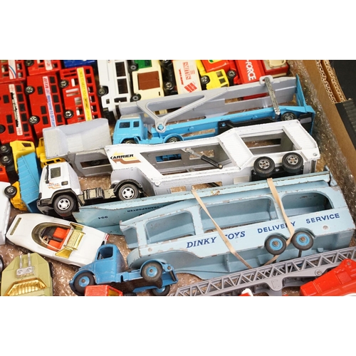 1067 - Collection of over 150 play worn diecast models to include Dinky, Corgi, Matchbox, Tonka, etc (3 box... 