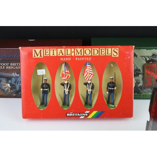 253A - Collection of 19 boxed / cased Britains metal figures to include 17147 German Waffen SS - MG42 Team,... 