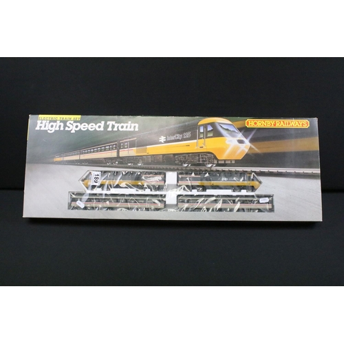 189 - Two boxed OO gauge electric train sets to include Hornby R673 High Speed Train containing Locomotive... 