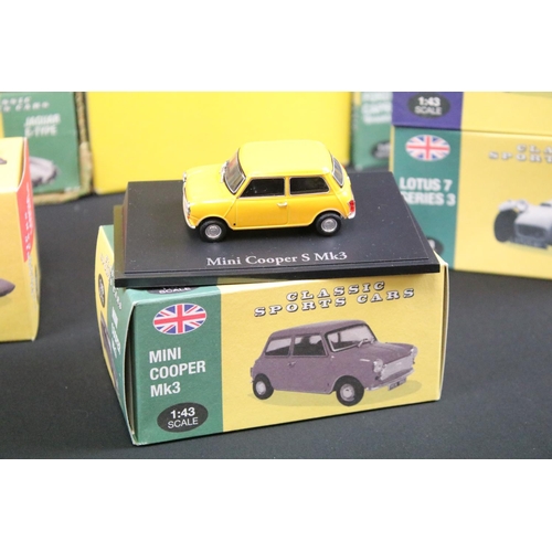 1070 - 31 Boxed Atlas Editions 1/43 Classic Sports Cars diecast models to include Ford Capri 280, Borgward ... 