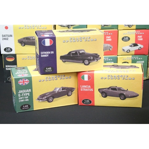 1070 - 31 Boxed Atlas Editions 1/43 Classic Sports Cars diecast models to include Ford Capri 280, Borgward ... 