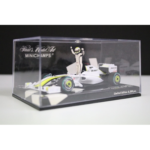 1073 - Collection of four boxed / cased Paul's Model Art Minichamps racing car diecast models to include lt... 