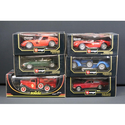 1078 - Five boxed Burago 1/18 scale diecast models to include Bugatti Type 59 1934, Rolls-Royce Camargue, J... 