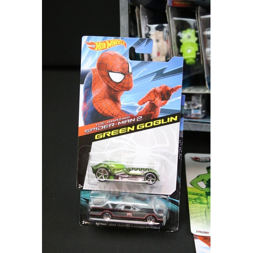 1080 - Hot Wheels - 90 Carded Hot Wheels diecast models featuring Mickey Mouse, Spider Man, Batman, Max Ste... 