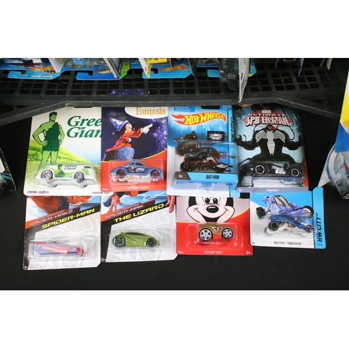 1080 - Hot Wheels - 90 Carded Hot Wheels diecast models featuring Mickey Mouse, Spider Man, Batman, Max Ste... 