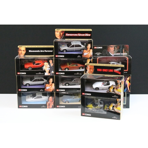 1087 - Collection of 12 boxed Corgi James Bond 007 diecast models to include 04701 For Your Eyes Only Lotus... 