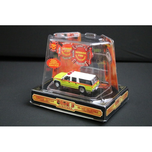 1093 - Seven boxed Code 3 Fire Engine diecast models to include City Of Newark, City Of New York, City Of D... 