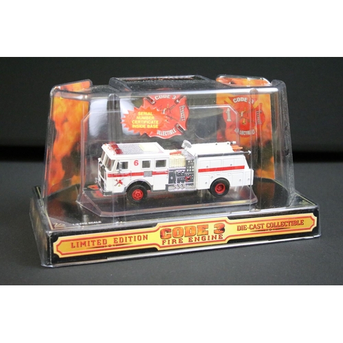 1094 - Seven boxed Code 3 Fire Engine diecast models to include City Of New York, City Of Honolulu, City Of... 