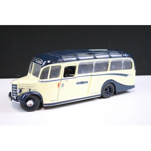 1098 - Boxed ltd edn OC Original Classics 1/24 scale Bedford OB Coach diecast model in royal blue, with cer... 