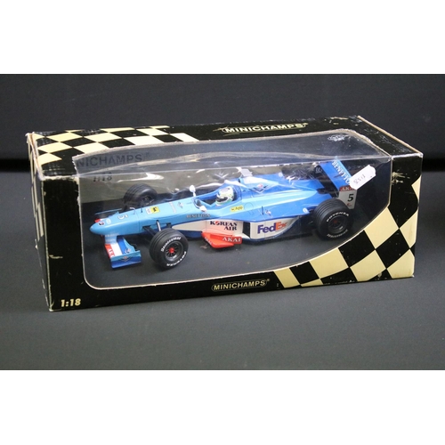 1102 - Four boxed 1/18 diecast models to include Paul's Model Art Minichamps F1 Benetton B 198 G Fisichella... 