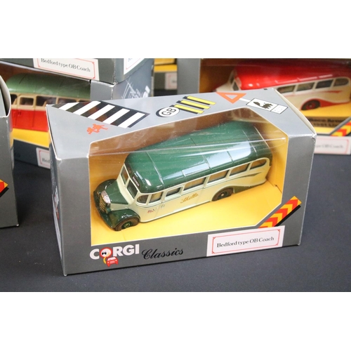 1126 - Collection of 27 boxed Corgi Classics Bedford Type OB Coach diecast models in different colourways, ... 