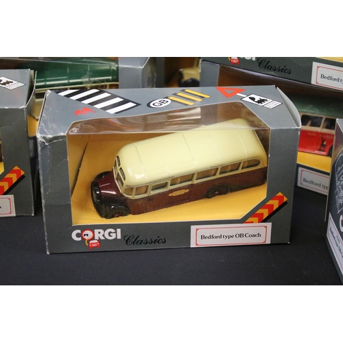 1126 - Collection of 27 boxed Corgi Classics Bedford Type OB Coach diecast models in different colourways, ... 