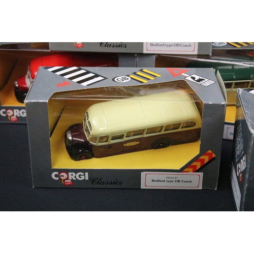 1126 - Collection of 27 boxed Corgi Classics Bedford Type OB Coach diecast models in different colourways, ... 