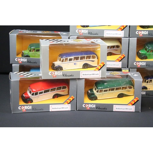 1126 - Collection of 27 boxed Corgi Classics Bedford Type OB Coach diecast models in different colourways, ... 