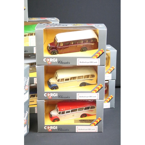 1126 - Collection of 27 boxed Corgi Classics Bedford Type OB Coach diecast models in different colourways, ... 