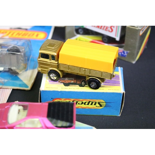 1175 - 25 Boxed / carded Matchbox diecast models to include MB 72 Delivery Truck, 69 Security Truck, MB38 F... 