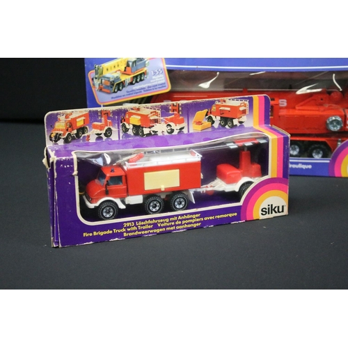 1178 - Collection of eight boxed 1/55 scale Siku diecast models to include 2 x 2913 Fire Brigade Truck With... 