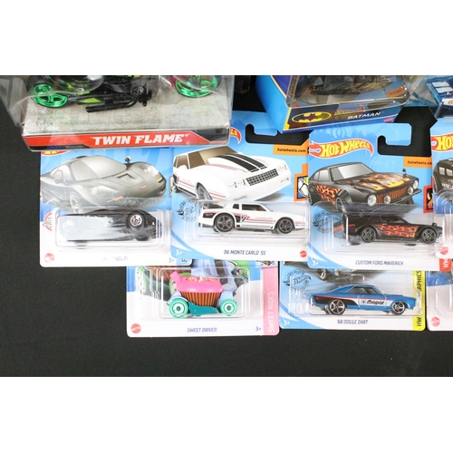 1179 - Hot Wheels - 90 Carded Hot Wheels diecast models featuring Motor Cycles, DC Universe, Angry Birds, B... 