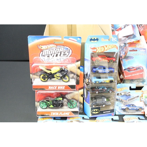 1179 - Hot Wheels - 90 Carded Hot Wheels diecast models featuring Motor Cycles, DC Universe, Angry Birds, B... 