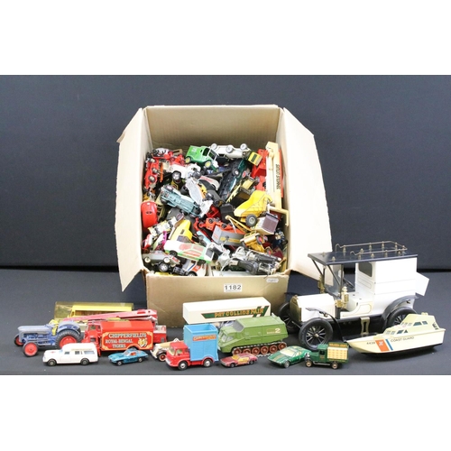 1182 - Collection of around 100 various playworn diecast models to include examples from Corgi, Matchbox Wh... 