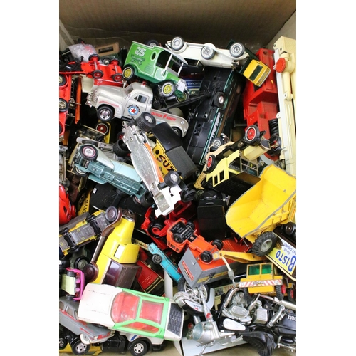 1182 - Collection of around 100 various playworn diecast models to include examples from Corgi, Matchbox Wh... 