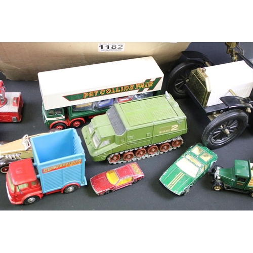 1182 - Collection of around 100 various playworn diecast models to include examples from Corgi, Matchbox Wh... 