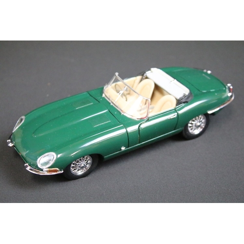 1184 - Three boxed diecast models to include Franklin Mint 1961 Jaguar E-Type in green and polystyrene box,... 