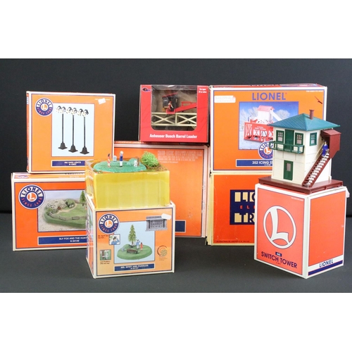 126 - Eight boxed Lionel O gauge trackside accessories to include 6-14158 352 Icing Station, 6-12847 Opera... 