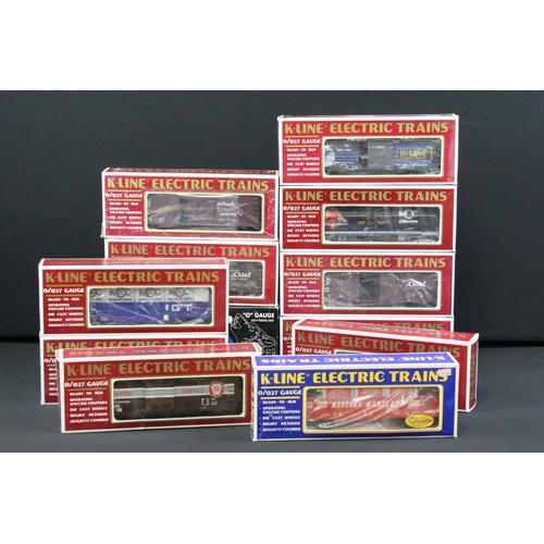 139 - 12 Boxed K Line Electric Trains O gauge items of rolling stock to include K637-1931 Reading Tank Car... 