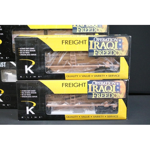 140 - 17 Boxed K Line O gauge Operation Iraqi freight, Lighting Towers and freight cars, to include K632-8... 