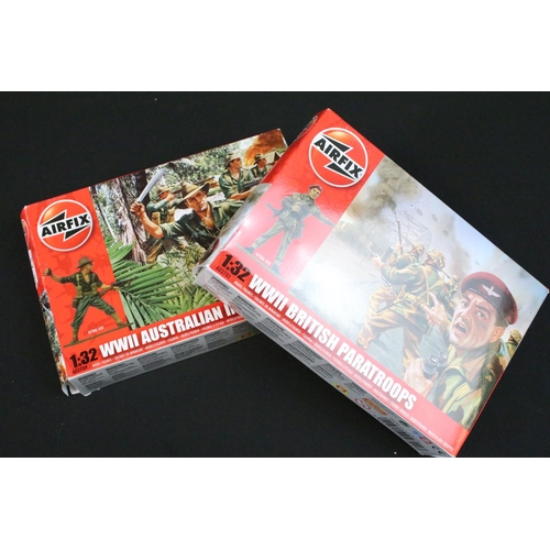 1414 - 13 Boxed plastic model figures to include 7 x Airfix WWII (British Paratroopers, Gurkhas, 2 x Austra... 