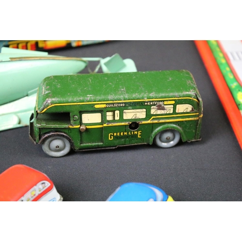 1422 - Collection of various boxed and unboxed tin plate lithograph models to include boxed Takatoku Fricti... 