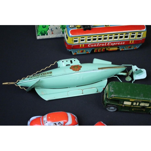 1422 - Collection of various boxed and unboxed tin plate lithograph models to include boxed Takatoku Fricti... 